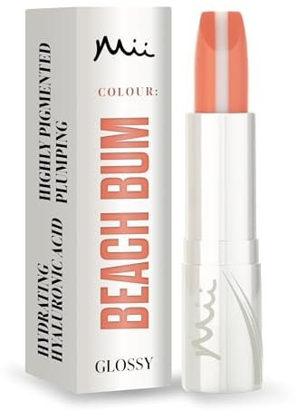 Mii Cosmetics HydraBoost Lip Lover Lipstick, Long Lasting, Packed with Hyaluronic Acid, High Impact Colour, Glossy Luminous Finish, Moisturising Lipstick for Healthy & Plump Lips, Beach Bum
