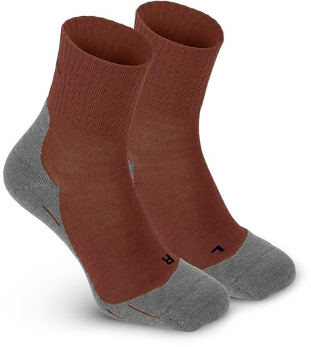 gipfelsport Wandersocken Herren & Damen, Outdoor Trekkingsocken | Hiking Socks, Wanderstrümpfe aus Merinowolle | Trekking Socken für Wandern mit extra Polster | Größe 36-38 I Braun, Dünn I 1x Paar