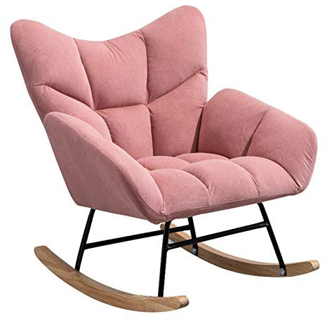 LYRZJJ Schaukelstuhl Rosa 70x72x83cm Design Relaxsessel Samt/Holz | Schwingsessel Mit Gestell | Polster Relaxstuhl Schaukelsessel | Moderner Schwingstuhl Sessel