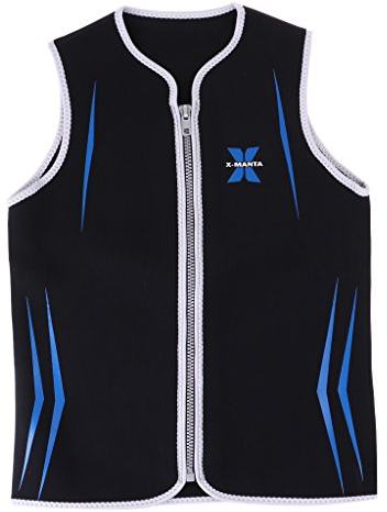 freneci Herren 3mm Neopren Neoprenanzug Hautausschlag Weste Ärmellose Jacke Tauchen Surfmantel - Schwarz, XXL