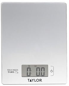 Taylor Digital Food Scales with Touchless Tare in Gift Box, High Accuracy, Plastic, Silver, 16 x 20cm