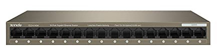 Tenda 16 Port Gigabit Switch, Ethernet Switch Network Switch Ethernet Splitter (VLAN, Desktop or Wall-Mounting, Fanless, Plug & Play, Steel Case) (TEG1016M)