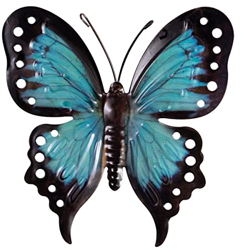 CIM Metall Wand-Deko - Schmetterling Blue Morpho 22cm - tierische 3D Wandbilder - Wandschmuck inkl. praktischer Wandbefestigung - Lebhafte Wandskulptur