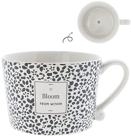 Becher mit Henkel Bloom FROM WITHIN Keramikbecher weiss schwarz Keramikgeschirr BC Cup gedeckter Tisch Geschirr