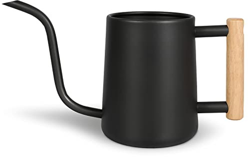 Gießkanne für Zimmerpflanzen, 992.2 g/1000ml Metall Edelstahltopf mit langem Ausguss für Zimmerpflanzen Bonsai Outdoor Garten Blume Deko (Schwarz)