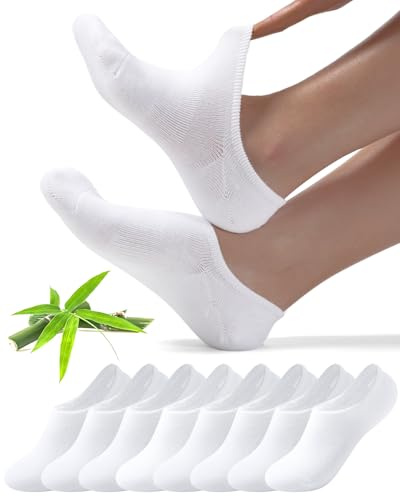 8 Paires de Soquettes Chaussette Basses Femmes Hommes, Chaussettes Invisibles Courtes en Fibre de Bambou Décontractées Respirantes avec Silicone Antidérapant
