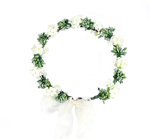 1 Stück Boho Haar Blumenkrone Gefälschte Blumenkrone Braut Brautjungfer Krone Brautkrone Stirnband mit verstellbarem Band Hochzeit, Party
