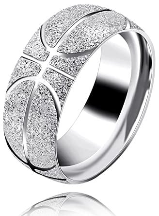 Uloveido Edelstahl Sportliche Basketball Muster Kuppel Design Männer Frauen Cool Streetwear Party Schmuck (Weiß Größe 19.8)