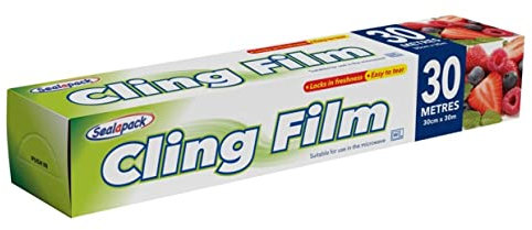 Cling Film All Purpose Food Wrap with Cutter for Storing Food Roasting Cooking Baking Freezing 30cm X 30M (Cling Film)
