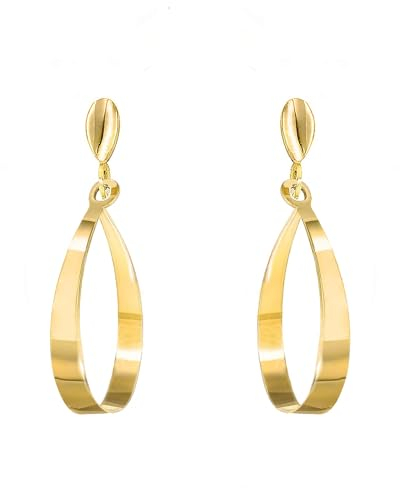 Lucchetta - Kleine Ohrringe in Tropfenform aus 9kt Gelbgold, Gold Ohrringe Damen 375 Echtgold - Hochwertiges Schmuck hergestellt in Italien