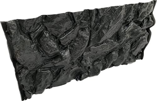 PLASTIKO - Aquarium Hintergrund 3D I Rückwänd 100x50 cm I Leicht zu Montieren und Reinigen I Keine Verklebung Erforderlich I Sicher für Tiere I Schwarz mit einem Muster aus Hohen Steinen