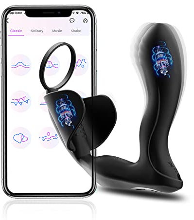 ZWFUN Anal Vibrator Prostata-Massagegerät mit Penisring, Smart App und ferngesteuertem Anal Sex Spielzeug Remote Sex Spielzeug für Frauen Ass Prostata Massager Männer Buttplug(APP Steuerung)