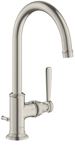 hansgrohe AXOR Montreux Einhebel-Waschtischmischer 210, Zugstangen-Ablaufgarnitur, Farbe: Stainless Steel Optic