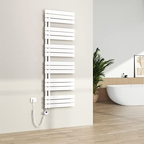 S'AFIELINA Badheizkörper Elektrisch mit Thermostat Weiß 1599x500mm 1000 Watt Handtuchheizkörper Elektrisch mit Heizstab Timer Heizkörper für Bad Paneel Handtuchtrokner Seitenanschluss