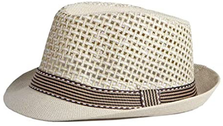 QI YUAN Fedora Hut Herren Sommer Strandhut aus Papierstroh Sonnenhut Panama Hut 58CM (Beige)