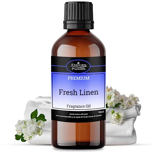 Fresh Linen Fragrance Oil 50ml, Fragrance Oil for Wax Melts, Reed Diffuser, Bath Bombs, Soap Making, Candle Making, Pot Pourri Refresher Oil, Perfume Scents, Burner Oil - Cosmetic Grade, UK Made