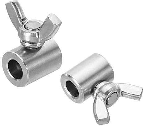 PATIKIL 304 Inossidabile Acciaio 6.5mm ID Mano Vite Morsetto, 2pz Singolo Foro Filo Corda Elementi Fissaggio Farfalla Viti per 2-2.5mm Acciaio Filo, Argento