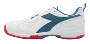 Diadora S.Challenge 5 SL Clay, Scarpe da Tennis Unisex-Adulto, White/OCEANVIEW/Salsa, 42.5 EU