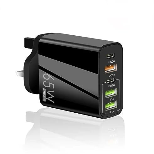 ORCO Multi USB C Plug 5-Port 25W USB Fast Charger Plug 2-Port USB C PD Power Adapter Multi USB Plug UK Type C Charging Plug Compatible for iPhone 14 Pro Max 13 12 11 XS XR 8 7 AirPods iPad (Black)