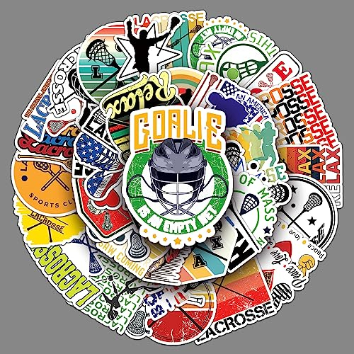 Lacrosse Stickers 50 Pcs Waterproof Cool Trendy Sport Stickers for Skateboard Laptop Travel Case Water Bottle Phone Bike Luggage Computer Car,Vinyl Lacrosse Sporting Graffiti Decals for Teens Adults
