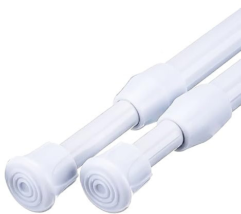 MUHOO Klemmstange 2 Stück, Telekopstange Gardinen, Gardinenstange ohne Bohren, Nutzen als Scheibengardinenstange/DIY Regal/Ausziehbare Kleiderstange - Weiß (30-50 cm, Ø1,3cm)
