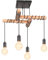 iDEGU 4-flammig Pendelleuchte Vintage Kronleuchter aus Holz und Metall E27 Deckenleuchte Industrial Design Schwarz Hängelampe für Esstisch, Küche, Wohnzimmer, Schlafzimmer (Typ Hängeleuchte)