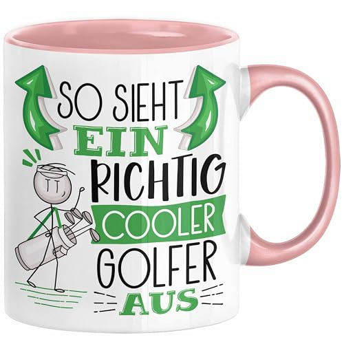 Trendation - Golf-Spieler Tasse Geschenk So Sieht Ein Richtig Cooler Golf-Spieler Aus Geschenkidee Spruch Lustig Becher (Rosa)