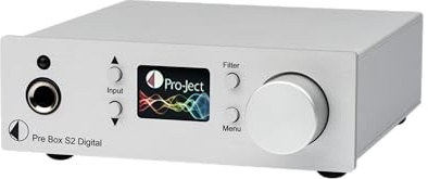 Pro-Ject Pre Box S2 Digital Edition 23, Audiophiler Stereo Vorverstärker, verbesserte leistungsstärkere Version, ESS9038 Dual-DAC, 24bit/192kHz, DSD512, Made in Europe, Silber