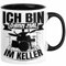 Schlagzeug-Spieler Geschenk Drummer Tasse Geschenkidee Spruch Ich Bin Dann Mal Im Keller Schlagzeuger (Schwarz)