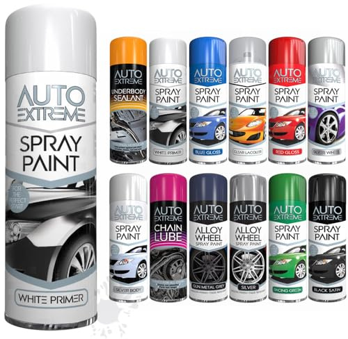 SCHNAZZ 1 x Auto Extreme White Primer Aerosol Spray Paint 250ml, Professional Quality, Perfect Finish, Multipurpose Exterior and Interior Spray for Cars, Bikes,Vans, Metal, Wood and more