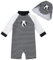upandfast Baby Junge Badeanzug mit Sonnenhut UPF 50+ Badebekleidung Bademode(Weiß Streifen,12-18 Monate)
