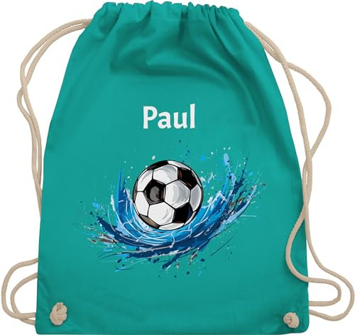 Turnbeutel Rucksack - Fußball Geschenk Fußballfan Geschenke Fußballbegeisterte I Fußballliebe - Unisize - Türkis - turnsack jungen kinder stoffbeutel kindergarten fussball name beutel