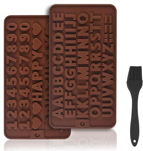 6 Pezzi Stampi Cioccolatini Lettere E Numeri, Simboli Di Buon Compleanno, 2 Pezzi Stampo Cioccolatini Cuore, Stampi In Silicone Per Dolci, Stampo Torta (Number&Letter)