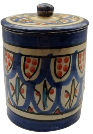 La Maison Unique Pot à épices Marocain en terre cuite décoré à la main décor Maroc 2304241404