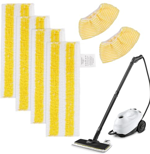 BeiLan Lot de 6 chiffons en microfibre compatibles avec Kärcher EasyFix SC 2, SC 3, SC 4, SC 5 nettoyeur vapeur, Kit d'accessoires de nettoyeur vapeur lavable, 4 lingettes, 2 Bonnettes