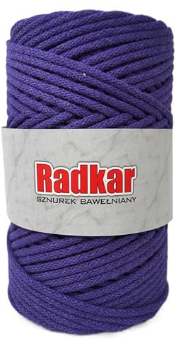 Radkar Baumwollkordel, 3-4 mm, mit Polyester kern, 100 m, Häkelgarn, Makramee, Baumwollschnur (Dunkelblau)
