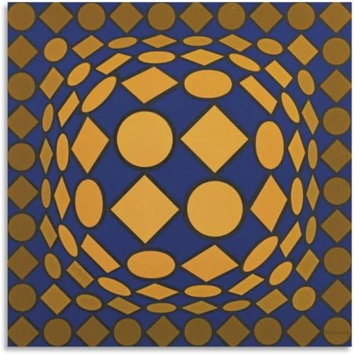 Gnvkd Ecbxz Victor Vasarely Poster Leinwand Wandkunst Optische visuelle Kunst Abstrakte Malerei Victor Vasarely Kunstdrucke Für Wohnkultur Bilder 60x60cm Kein Rahmen