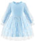Arshiner Girls' Light Blue Tulle Long Sleeve A-line Dress, Size 3-4 Years, Crew Neck, Fitted Waist, Lantern Sleeve, Party Dress for Girls, 3-4 Years