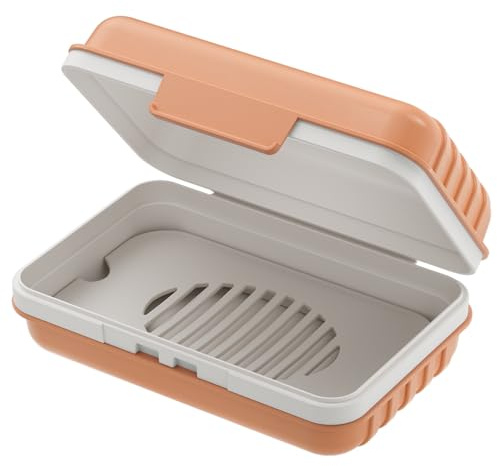 Quatish Porte-savon, porte-savon pour douche, étui à savon de voyage avec couvercle pour salle de sport, articles de toilette de voyage, portable, étanche, orange