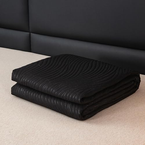 FEBE Tagesdecke Bettüberwurf 240x220 cm Schwarz Überwurfdecke Sofadecke Sofaüberwurf Flauschig Mikrofaser Zimmer Deko Throw Blanket