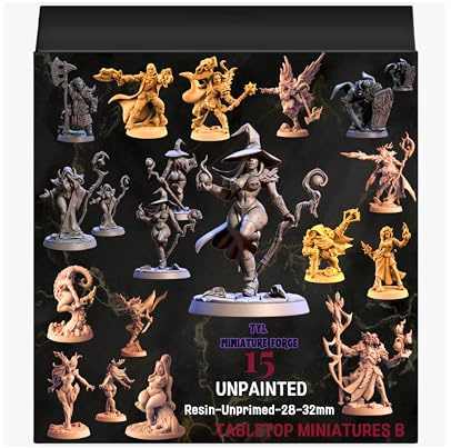 TYL Combo of Tabletop Miniatures A Unpainted Fantasy Miniatures for War Gaming, RPG - Scale Figures, Detailed Tabletop Boardgame Accessories, Realistic 3D Miniature (Pack of 15)