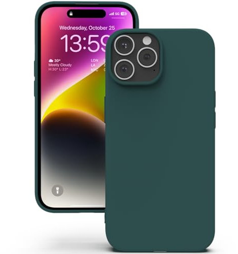 YATWIN für iPhone 14 Pro Hülle, Premium Silikon Handyhülle mit Kameraschutz, Seidig-Weicher Berühren Ultra Dünne Stoßfeste Kratzfeste Schutzhülle, Grün