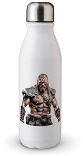 MAXIKIWI - Einwandige Wasserflasche mit Schraubverschluss, nicht isoliertes, leichtes Aluminium, BPA-frei, auslaufsicher - Vikings - 500 ml