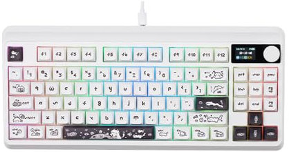 Good Homie 80% Mechanical Keyboard Gasket with Knob,High Definition Display,tri-mode ConnectionBT/2.4G/USB-C,87 Keys Gasket Custom Keyboard, for Win/Mac,Red Switches