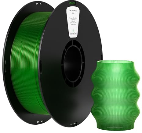 kexcelled PETG Filament 1,75 mm, 3D Druck Filament +/- 0,03 mm, 1kg Spule (2,2 lbs), Chemische Resistenz, Passend für die Meisten FDM-Drucker, Transparentdunkelgrün