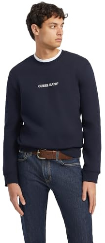 Guess Jeans Slim Fit Besticktes Sweatshirt Rundhals Slim Fit mit Monogramm-Detail. Hergestellt aus Bio-Baumwolle-Mischung. Sweatshirt mit Rundhalsausschnitt