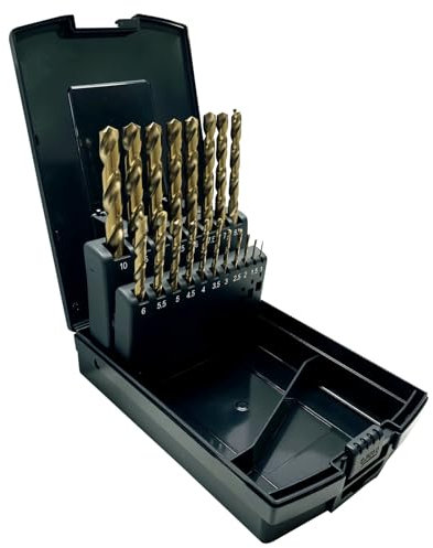 GREYWOLF Lot de 19 forets de cobalt M35 de qualité industrielle HSS (1 mm à 10 mm), gradués de 0,5 mm, pour acier inoxydable, fonte et carbure avec boîte de rangement indexée (19)