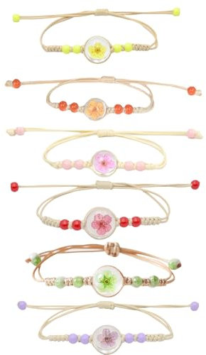 6 Stück Freundschaftsarmbänder Kinder Mädchen Mitgebsel Kindergeburtstag 6 7 8 9 10 11 Jahre, Weihnachten kleinigkeiten für adventskalender füllung Geflochten Bunte Blumen Verstellbare