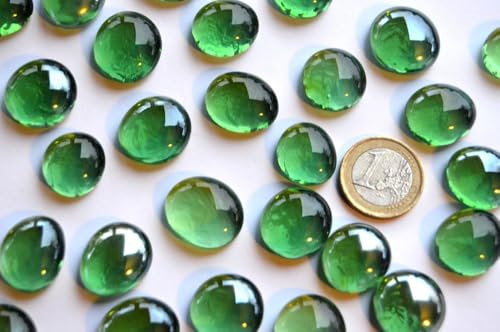 Bazare Masud 100g. Glasnuggets 17-21mm transparent ca. 20 St. Muggelsteine Manche irisierend Dekosteine (grün)