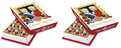 Reber Wolfgang & Constanze Mozart-Kugeln Barock, 30er Packung, Mozart-Kugeln aus Zartbitter- Alpenmilch-Schokolade, Gefüllt mit Pistazien, Marzipan, Mandeln, Haselnuss-Nougat, 300g (15 Mozart-Kugeln)